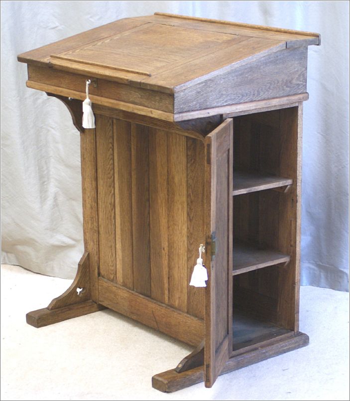 4034 Antique Oak Clerks Desk - Lectern - Reception Desk (5)